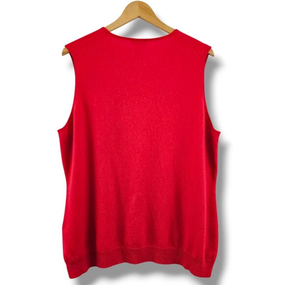 Neiman Marcus Cashmere Red Sweater Vest Womens 2X Preppy Soft Holiday Christmas - Picture 2 of 9